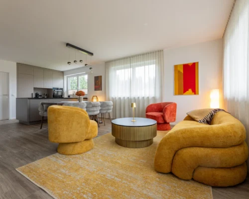 Apartement Rudi Ansicht Wohnzimmer Essbereich und Küche